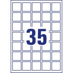 Etichette adesive Avery in carta bianca coprente per stampa QR code 35 et/foglio 35x35 mm -conf. 25 fogli L7120-25