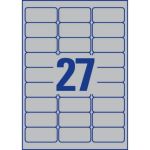 Etichette permanenti poliestere argento Avery 63,5x29,6 mm - 27 et/foglio - laser monocolore conf. 100 ff L6011-100
