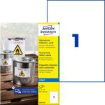 Etichette permanenti poliestere bianche Avery 210x297 mm - 1 et/foglio - stampanti inkjet - cf. 10 fogli J4775-10