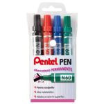 Marcatore permanente Pentel N60 con punta a scalpello 3,9/5,7 mm assortiti 4 pezzi - 0050504