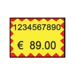 Etichette permanenti per prezzatrici formato 26x19 mm con stampa '' gialla contorno flash