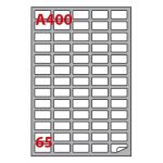 Etichette bianche Copiatabu A400 38,1x21,2 mm- angoli arrotondati - 65 e.t/foglio - conf. 100 fogli Markin
