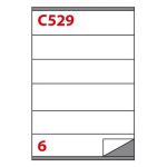 Etichette bianche Copiatabu C529 laser/inkjet - 6 et./foglio - conf. 100 fogli Markin 210x48 mm - X210C529