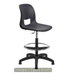 Sgabello tecnico Vera 60 con scocca in PP nero Seditaly alto con poggiapiedi regolabile - VRD0F5Q60PP01