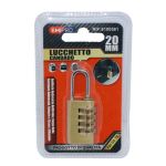 Lucchetto da viaggio in ottone Emi con combinazione a 4 cifre - 20x35 mm - 8100561