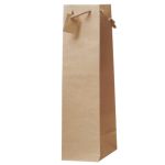 Borsa portabottiglie in carta kraft avana con manico in cotone