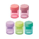 Temperamatite a 2 fori con serbatoio tondo Nikoffice colori pastello assortiti - 12NIK049