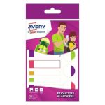 Etichette Avery plastificabili resistenti per materiale scolastico 3 formati - conf. 24 pz - colori fluo -