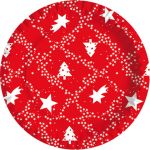 Piatti piani carta fibra vergine Red Xmas