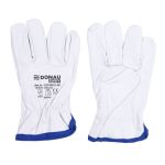 Guanti da lavoro in pelle di capra con polsino elastico bianco