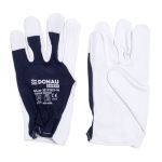 Guanti da lavoro in pelle di capra con polsino elastico bianco-blu navy