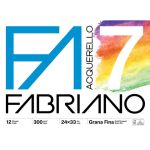 Fogli Fabriano Acquerello F7 24x33 cm 300 g/m² - 12 fogli a grana fine per acquerelli - 19100767