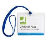 Portabadge in PVC morbido Q-Connect 154x127 mm con cordoncino blu - conf. 25 pz - KF18613