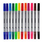 Penne Donau Duo Fiber doppia punta fine-larga in fibra - colori assortiti - conf. 12 pz - 322142