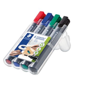 Marcatori permanente punta tonda Staedtler Lumocolor permanent marker 352 assortiti  astuccio da 4 pezzi - 352 WP4