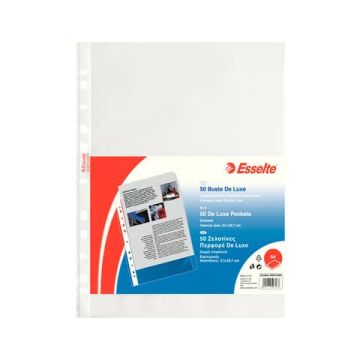 Buste a perforazione universale goffrate Esselte DELUXE 21x29,7 cm trasparente antiriflesso  conf. da 50 - 395074300