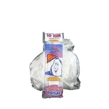 Sacchi immondizia per rifiuti inorganici Rolsac 27 L 50x60 cm - 16 µm trasparente - rotolo da 20 pezzi - 10064