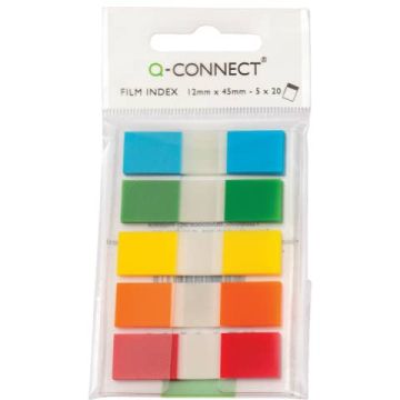 Segnapagina Q-Connect neon 12x45 mm 5 colori trasparenti blister 5 blocchetti da 20 - KF14966