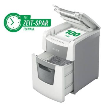 Distruggidocumenti automatico Leitz IQ P4 Small Office AutoFeed 100 ff - 34 L - bianco - 80110000