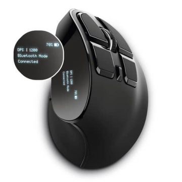 Mouse verticale ergonomico wireless Trust VOXX ricaricabile - ricevitore USB A 2.0 con display - nero 23731