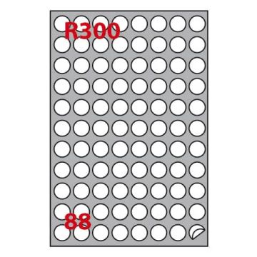 Etichette bianche rotonde permanenti Copiatabu R300 laser/inkjet - 88 et./foglio - cf. 100 fogli Markin Ø20 mm