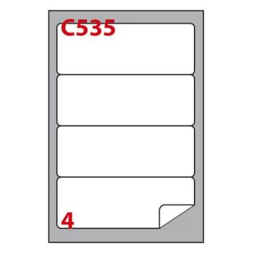 Etichette bianche Copiatabu C535 laser/inkjet - angoli arrotondati - 4 et./foglio - cf. 100 ff Markin 190x61 mm