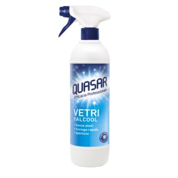 Detergente per vetri in spray Quasar con alcool in flacone da 580 ml - 40895PIT
