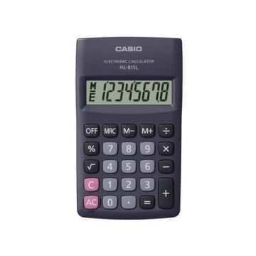 Calcolatrice tascabile ad 8 cifre Casio con cover in plastica blu HL-815L-BK-W-GP