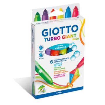 Pennarelli Giotto Turbo Giant in conf. 6 colori Fluo assortiti F433000