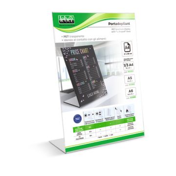 Portadepliant in PET Lebez con base a L formato A4 - 21x30 cm - 80984
