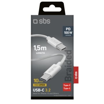 Cavo SBS USB-C/USB-C 3.2 - 100W - 10 Gbps - grigio TECABLETISSUETCC32G