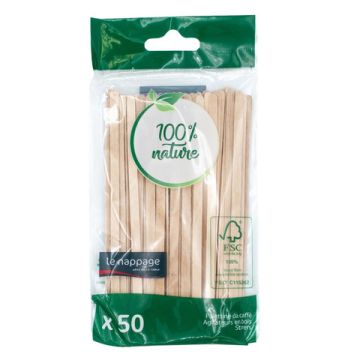 Palettine da caffè Le Nappage realizzate in carta H.11,5 cm bianco conf. 50 pz legno - 72914