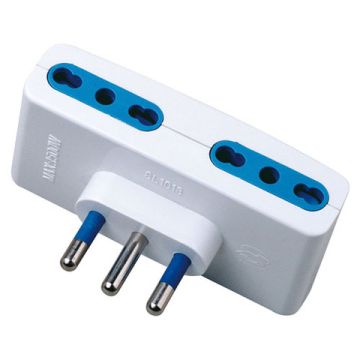 Adattatore di rete spina 2P+T 16A 4 prese bipasso 10/16A MKC bianco 492518027