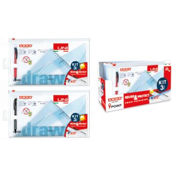 Set coppia di squadre + portamine linea Arda Uni 45 e 60° 70330ZIP