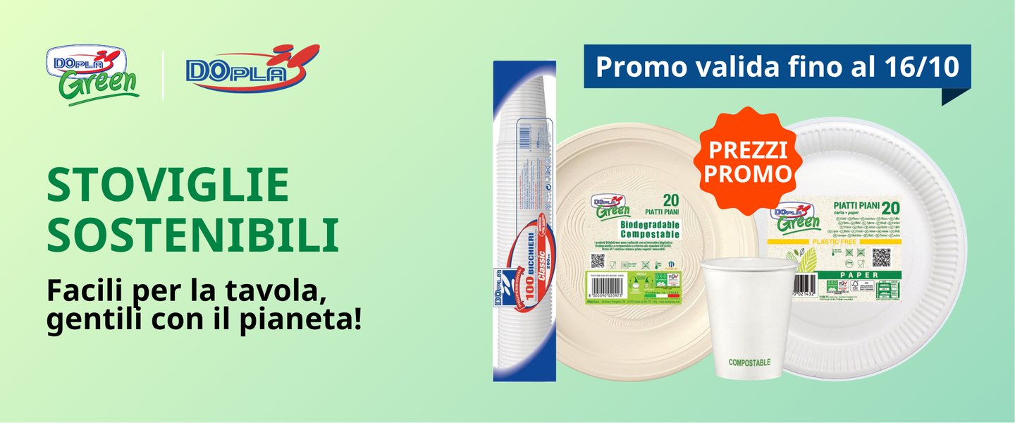 Piatti e bicchieri Dopla: praticità in tavola, in ogni occasione!